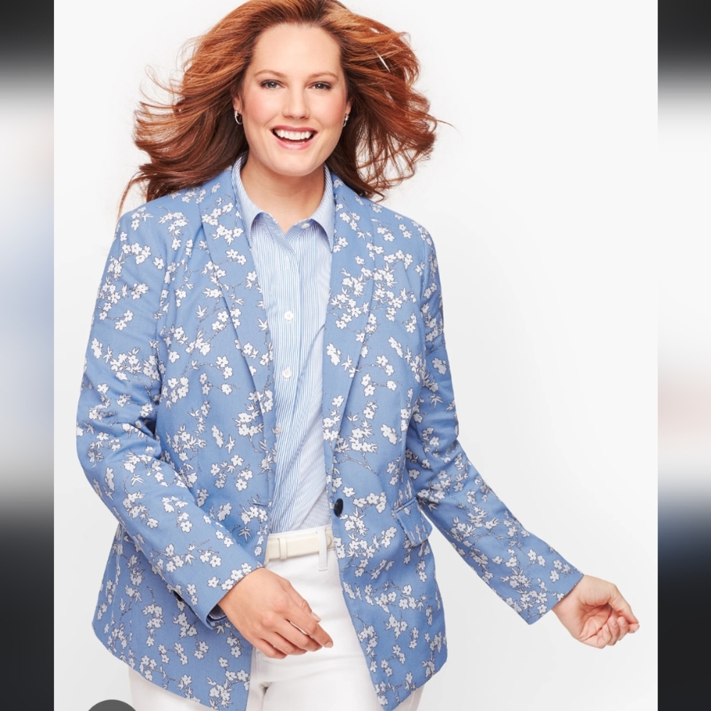 Talbots Floral Jacquard Blazer Jacket 18 Petite